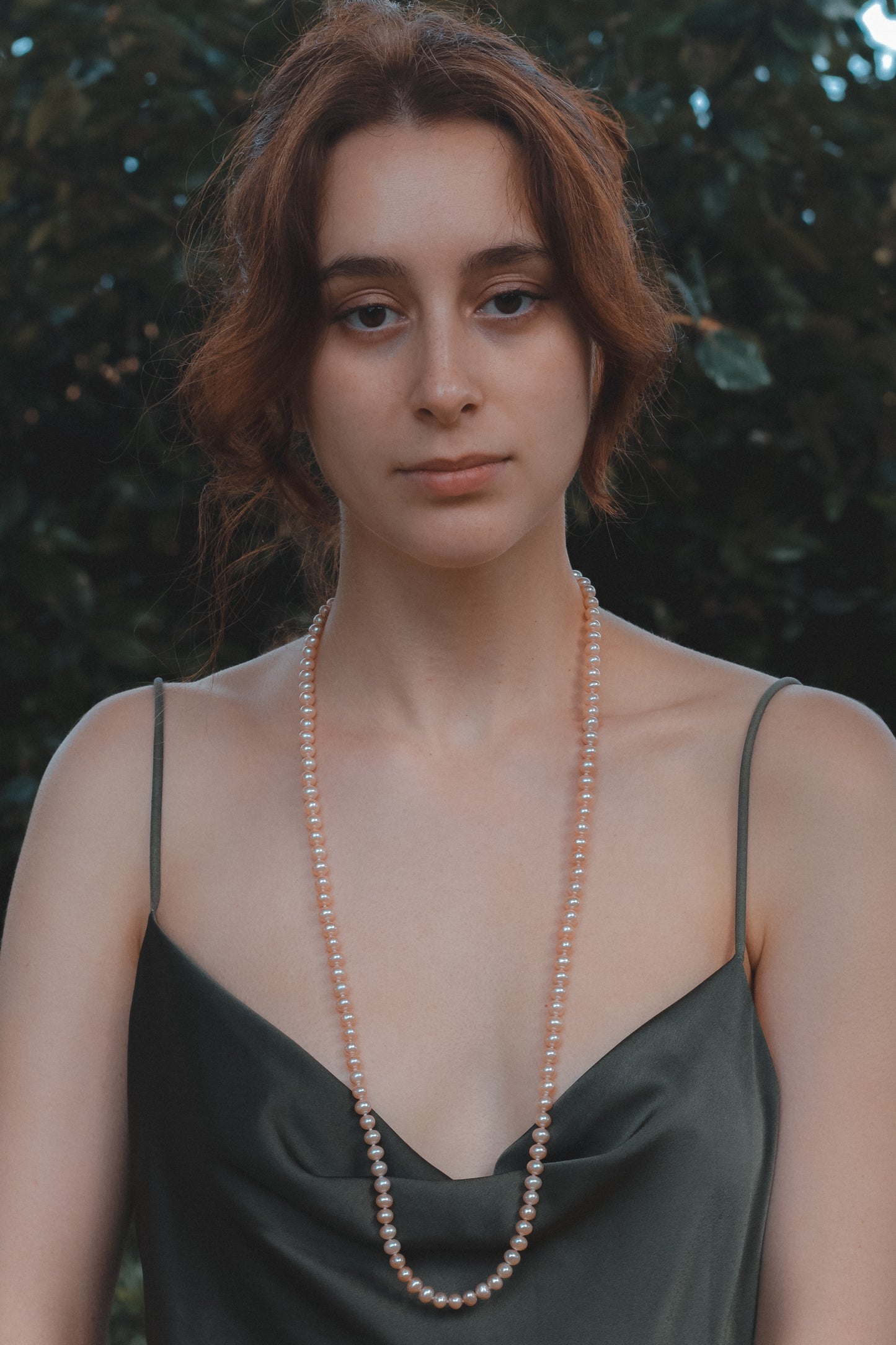 Freshwater Peach Pearl Long Necklace