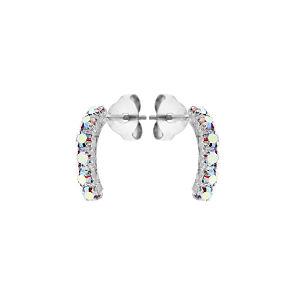 Curved Pastel Aurora Stud Crystal Earrings