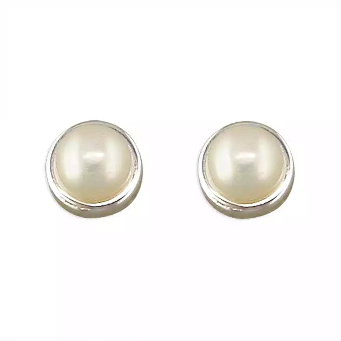 Ivory Button Pearl Studs
