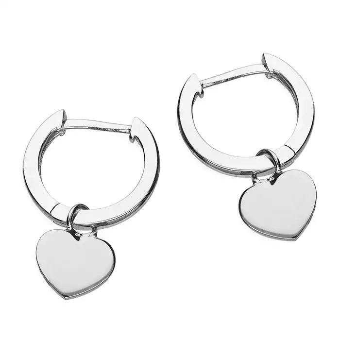 Plain Heart on Huggie Earrings