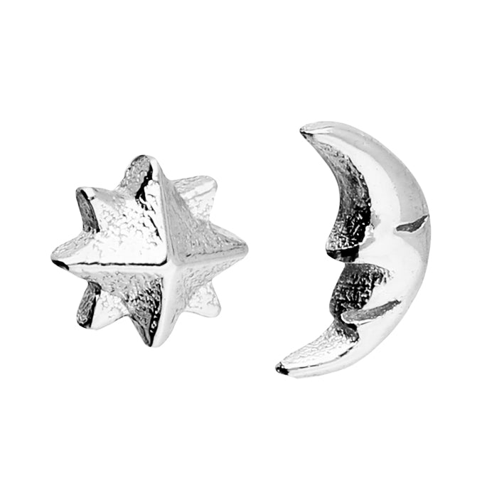 Silver Moon and Star Studs