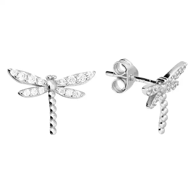 Silver Dragon Fly Stud