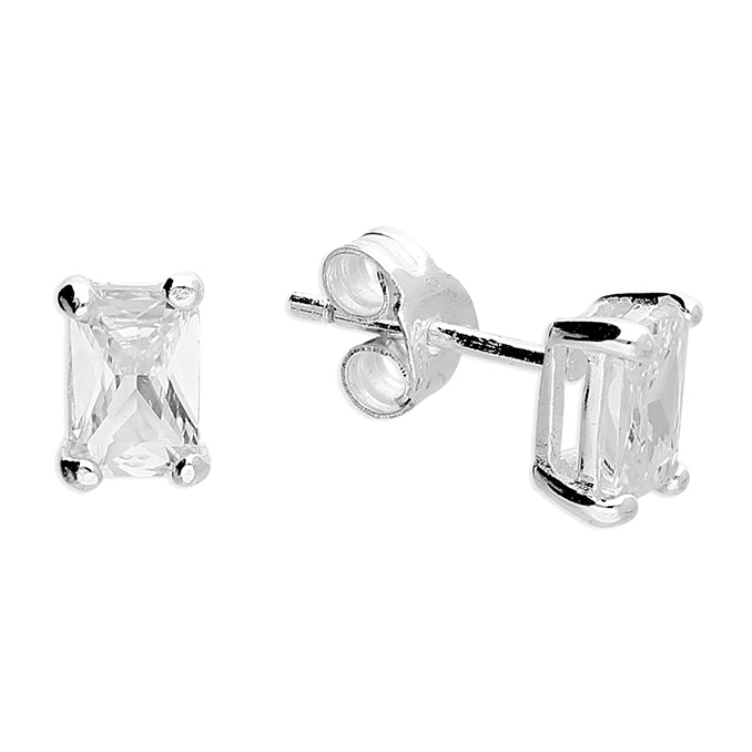 Cubic Zirconia Baguette Stud