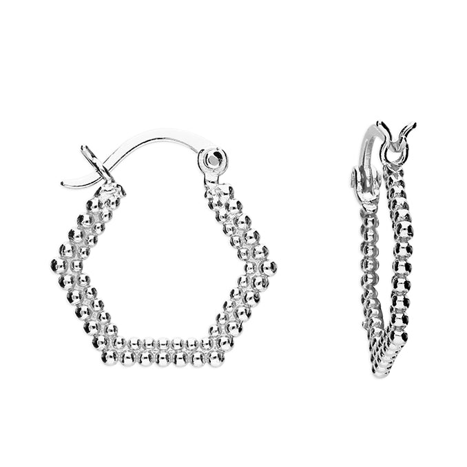 Flat Bead Pentagon Hoop Earrings