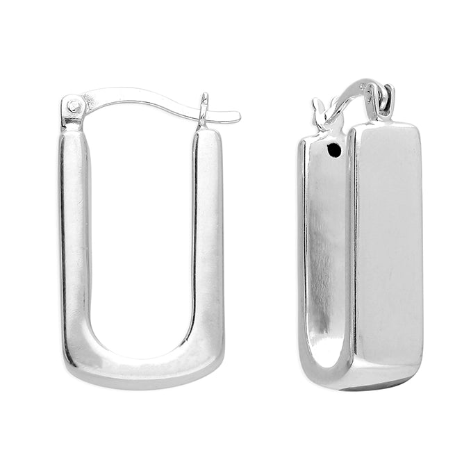 Curved Edge Rectangular Hoop Earring