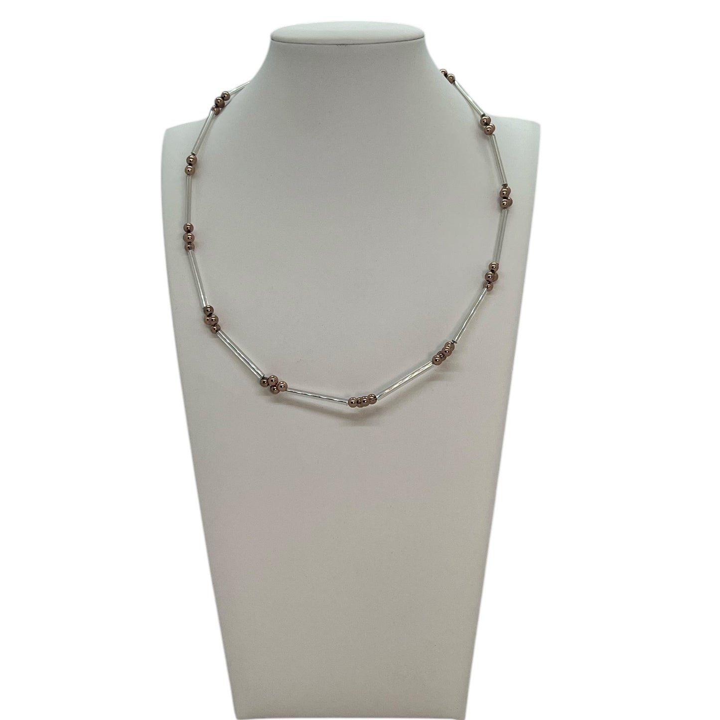 Glass and Rose Gold Bead Necklace