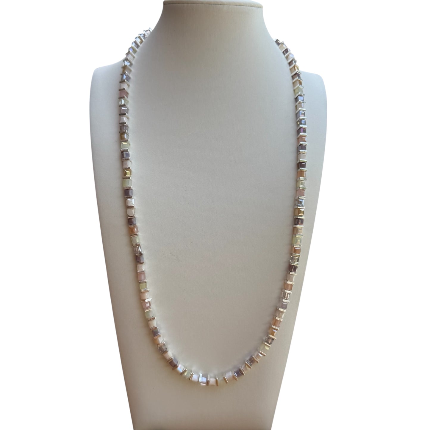 Multi-Coloured Glass and Silver Necklace