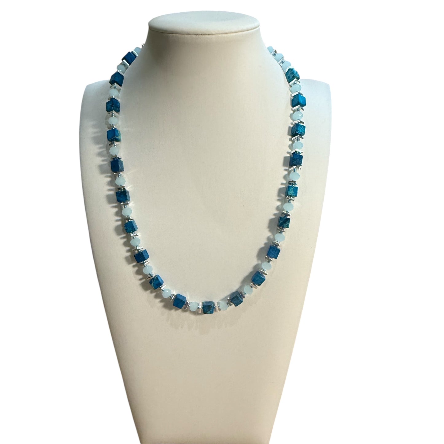 Pale Blue and Turquoise Glass and Stone Necklace