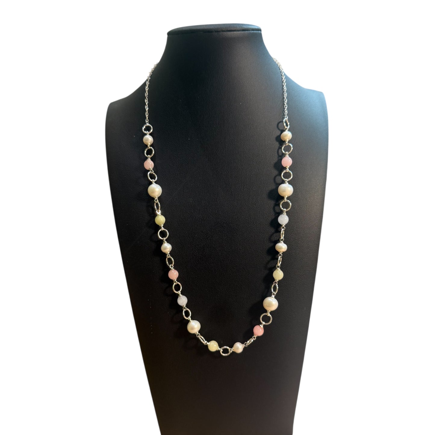 Ivory Pearl and Pastel Glass Necklace