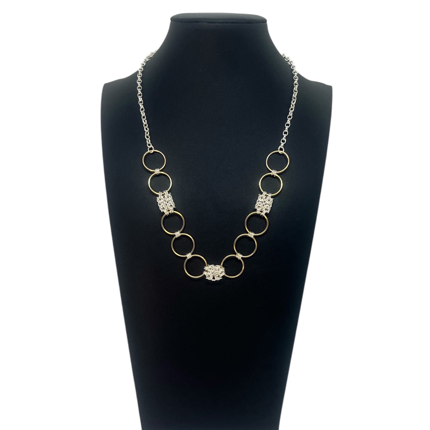 Byzantine Chain Mail and Gold Circle Necklace
