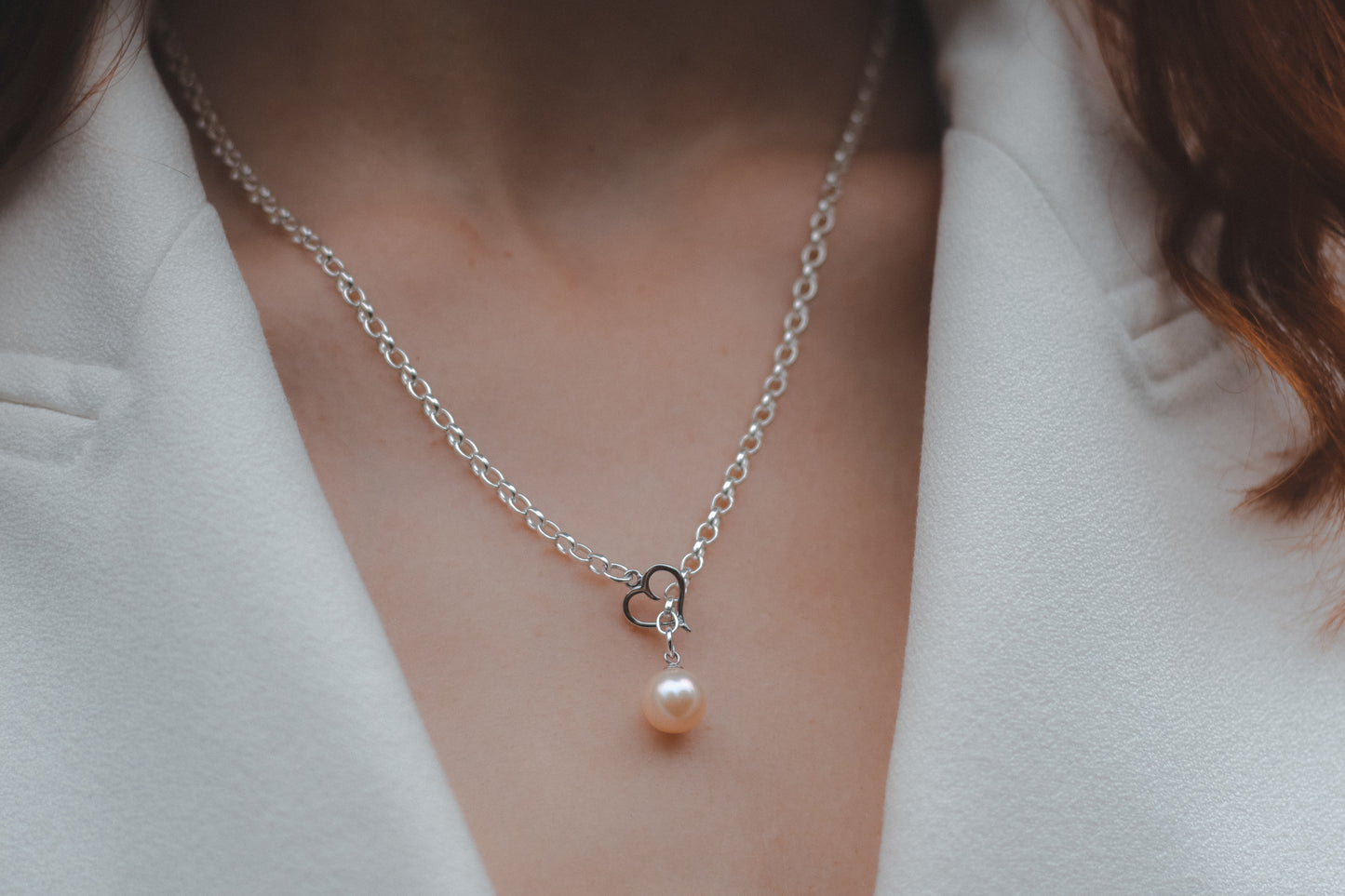 Silver Lariat Pearl Necklace