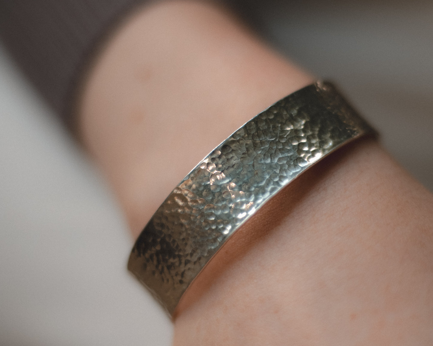 Silver Hammered Medium Cuff