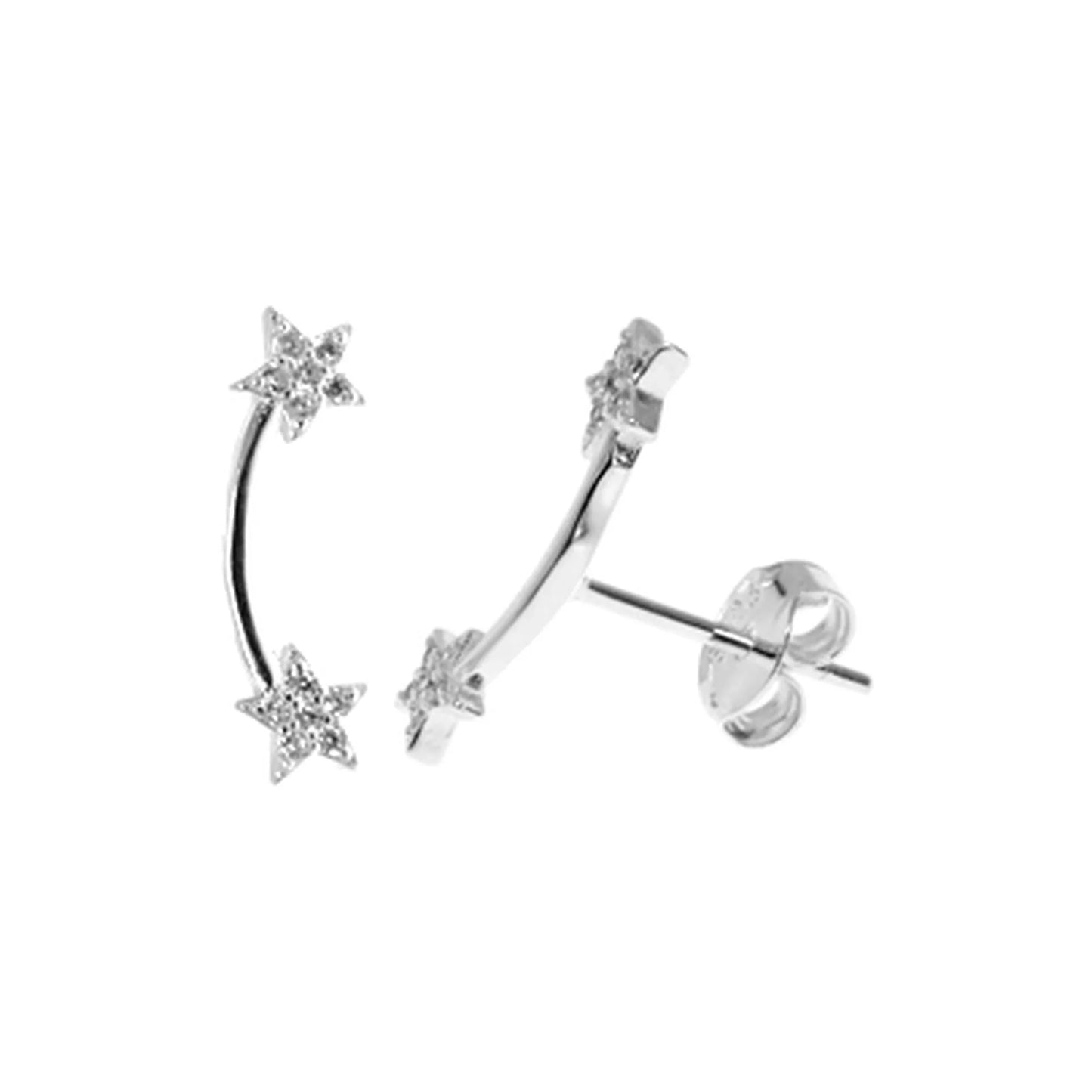 Double Star Arc Stud Earrings