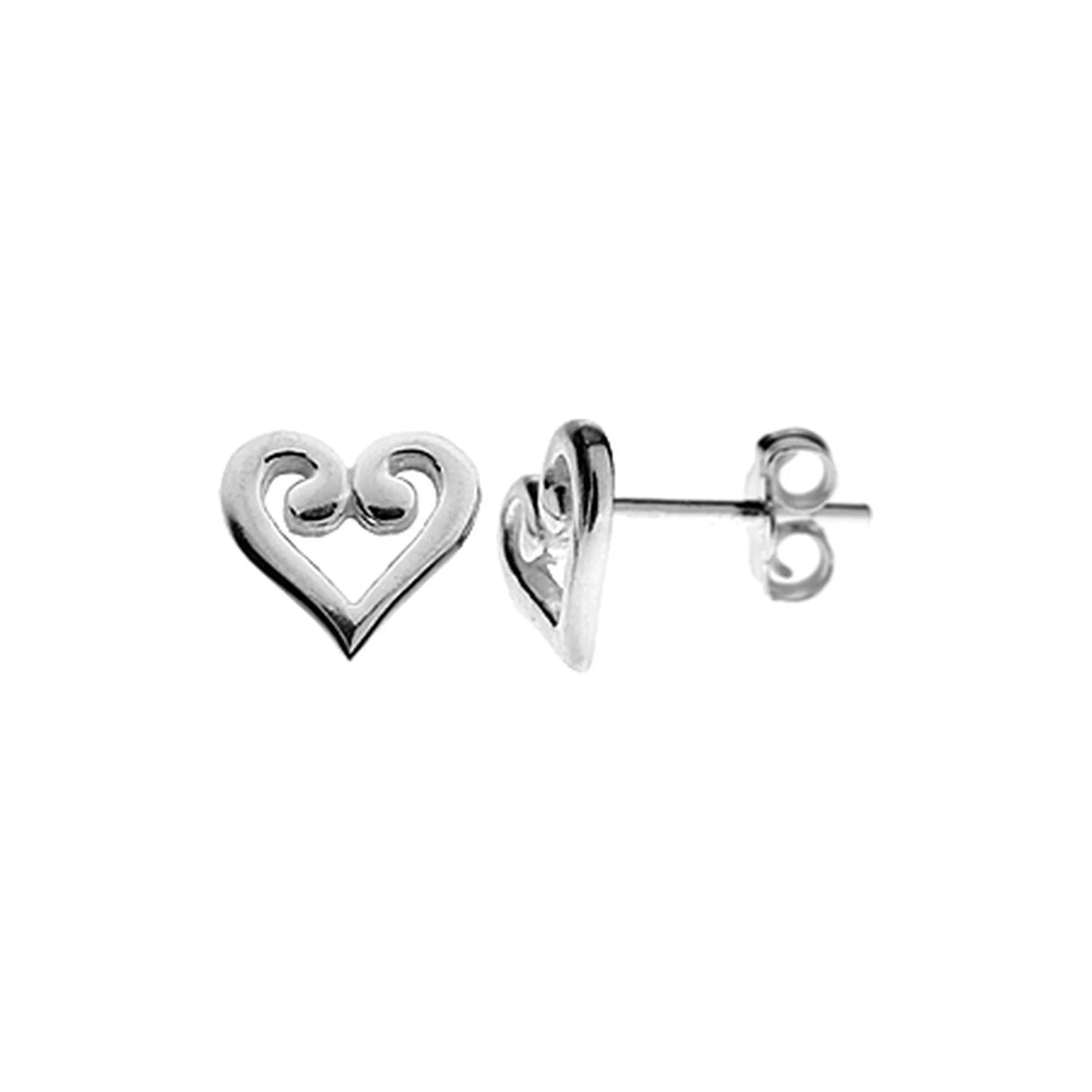 Scrolled Heart Studs