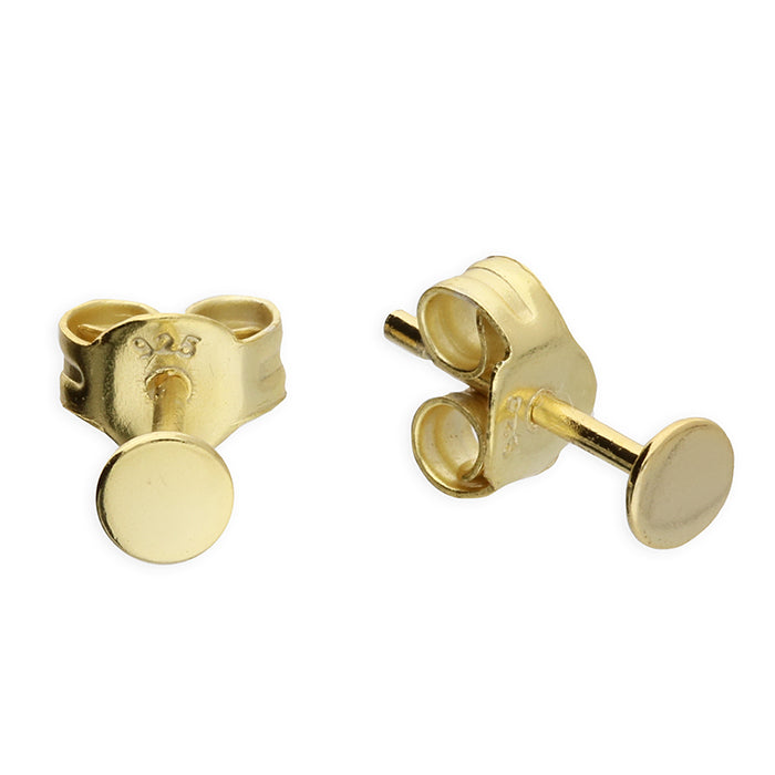 Yellow Gold-Plated Plain Flat Disk Stud