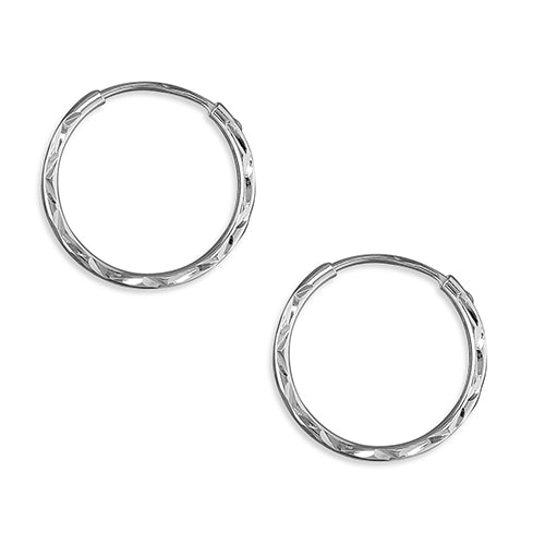 STERLING SILVER 15MM DIAMOND-CUT SLEEPER