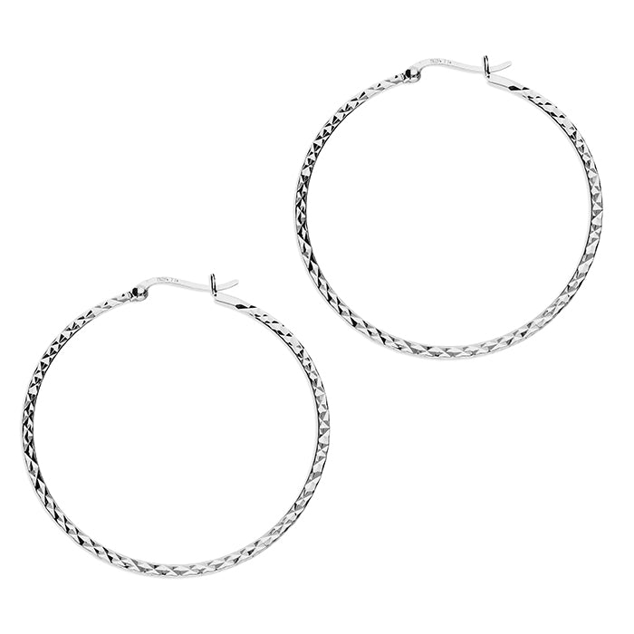 DIAMOND CUT 50MM HOOP EARRING