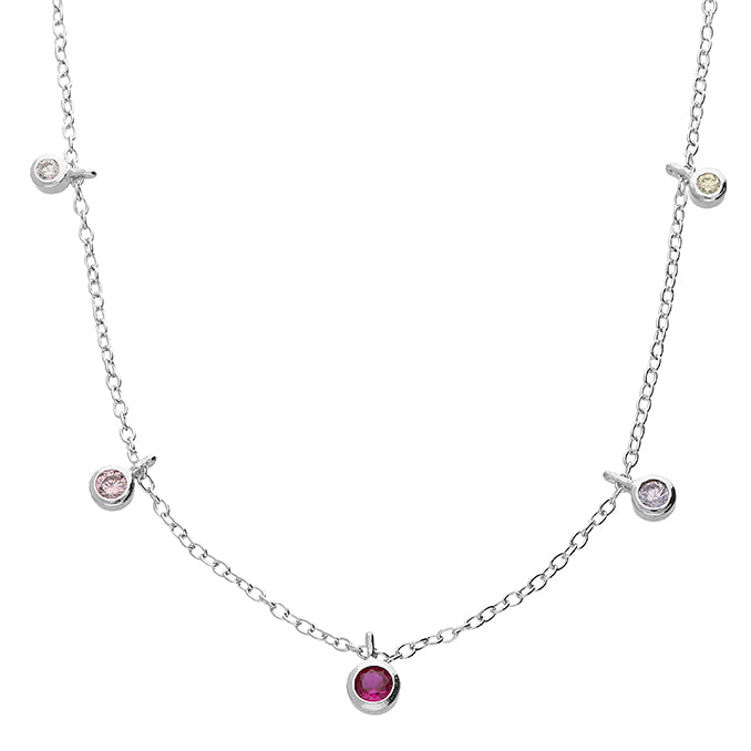 41cm Five Colour Rub Over CZ Necklace