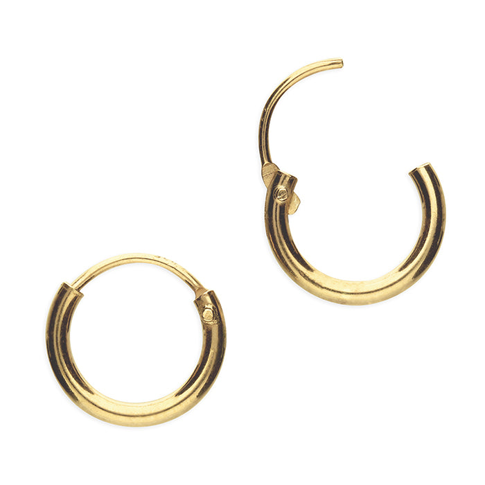 10mm micro huggie gold plated hinged hoop