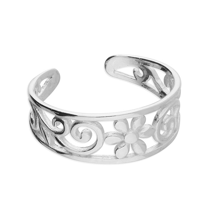 FANCY TOE RING WITH CUT OUT FLOWER