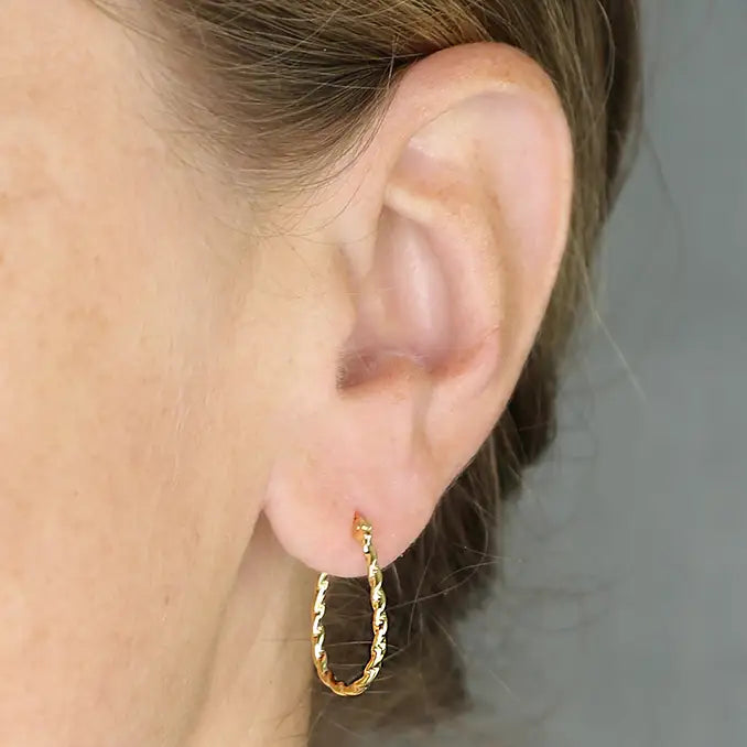 Gold Barley Twist Hoop Earrings