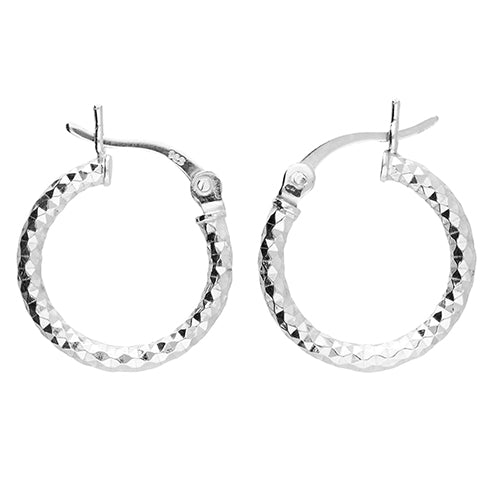 12MM DIAMOND CUT HINGED HOOP EARRINGS