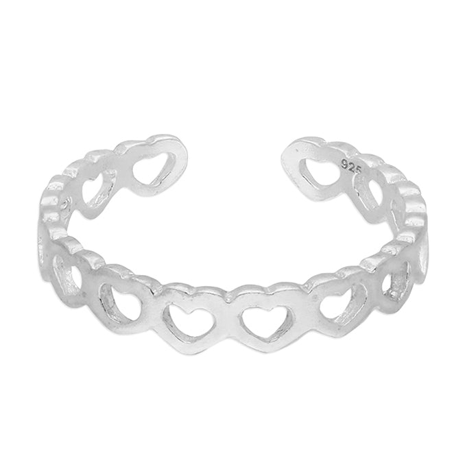 Small row of hearts outline toe ring