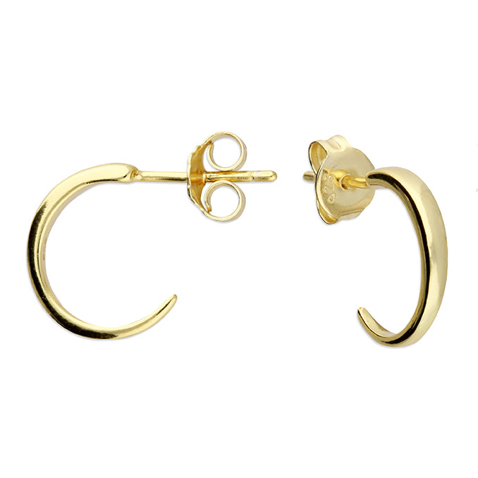 Yellow gold plated 12mm Half hoop stud