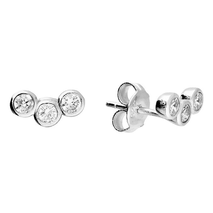 Triple cubic zirconia curved stud