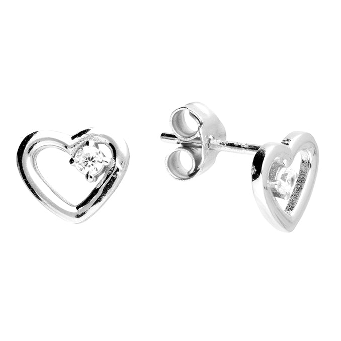 Single Cubic Zirconia Open Heart Stud