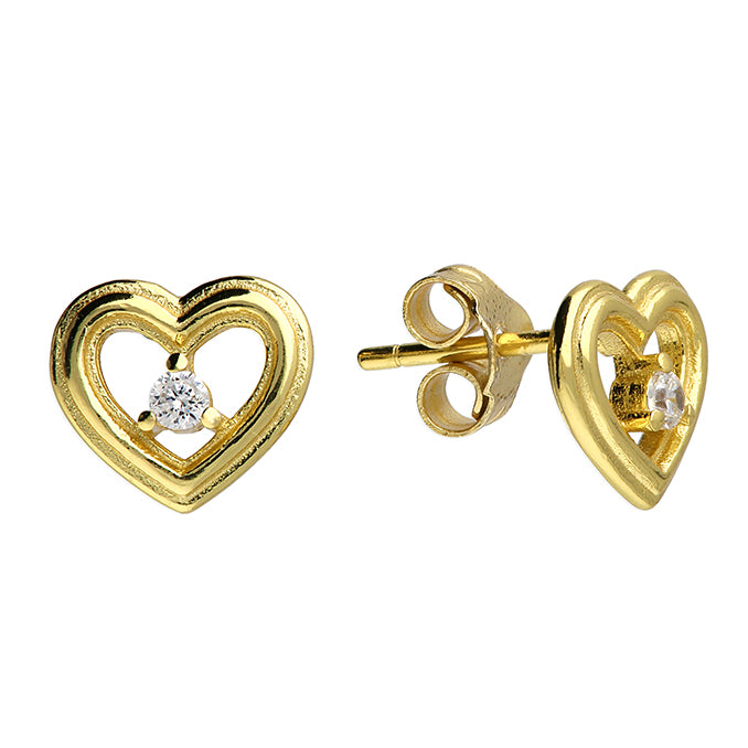 Gold Plated Open Heart set with a Cubic Zirconia