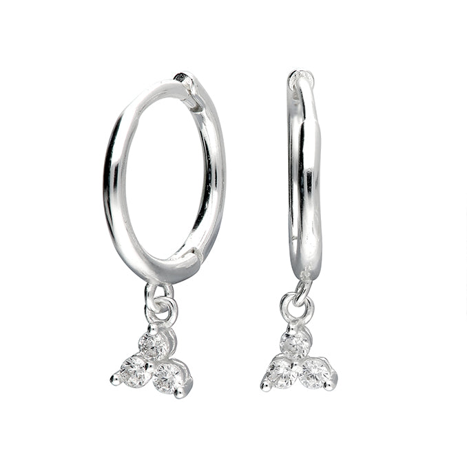 Small Huggie Hoop with Cubic Zirconia Drop