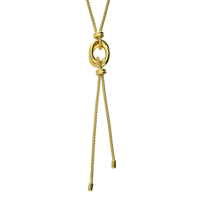 41-46cm extender yellow gold-plated entwined knot on a double popcorn chain with tassel