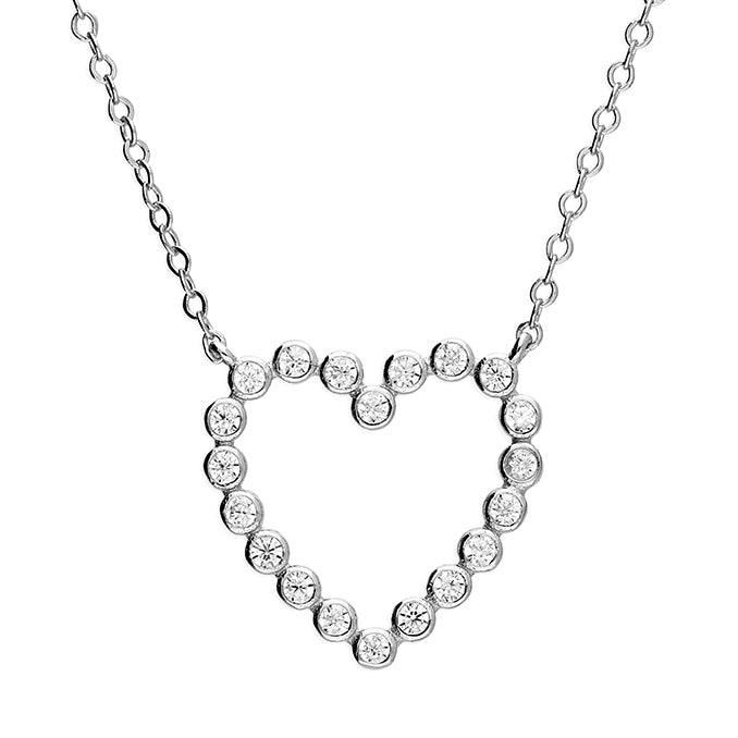 Delicate Cubic Zirconia Heart Necklace (41-46cm)