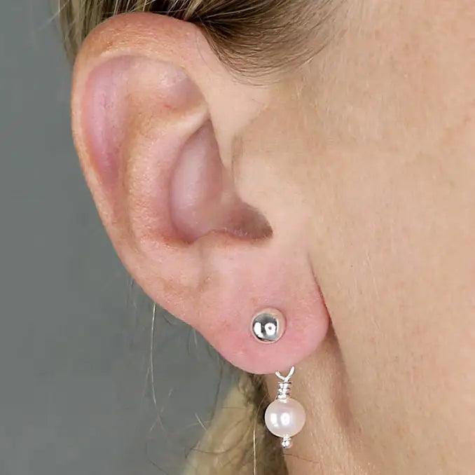 Ivory Freshwater Pearl Stud Drop Earrings