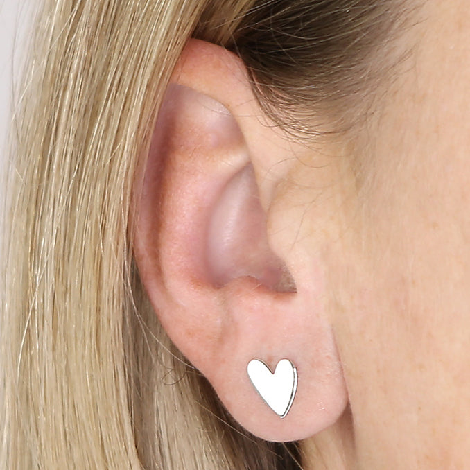 Sterling Silver Heart Stud Earrings