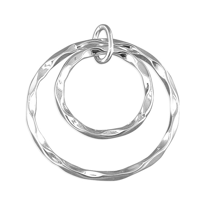 Concentric double beaten rings pendant