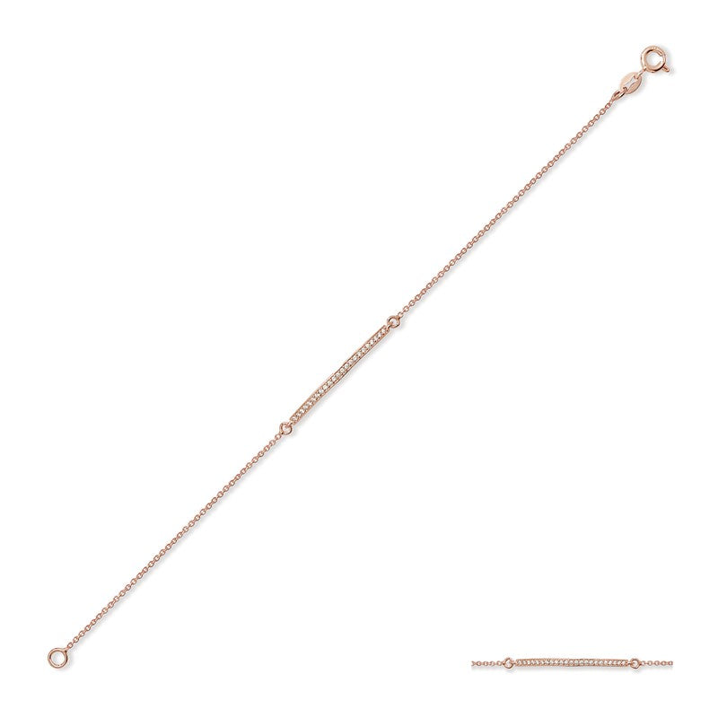 Rose Gold Plated Bar Bracelet With CZ