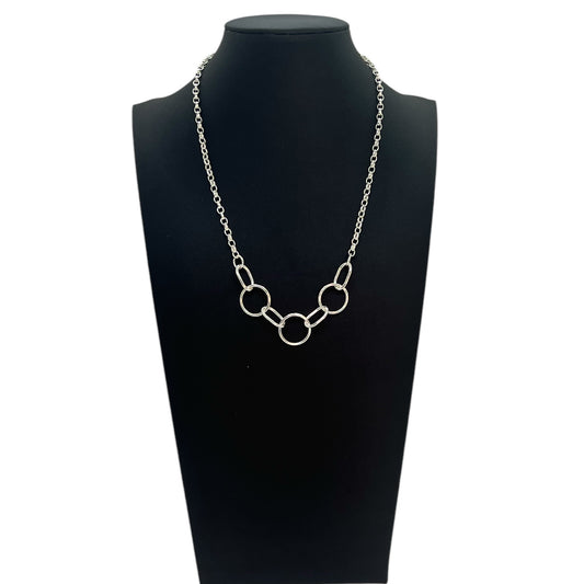 Silver Triple Ring and Paper Chain Necklace