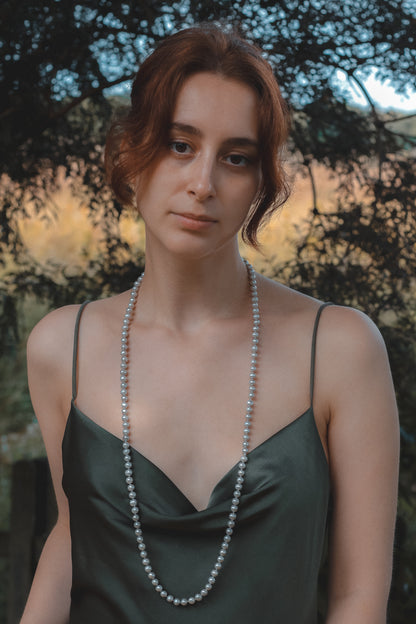 Freshwater Long Grey Pearl Necklace