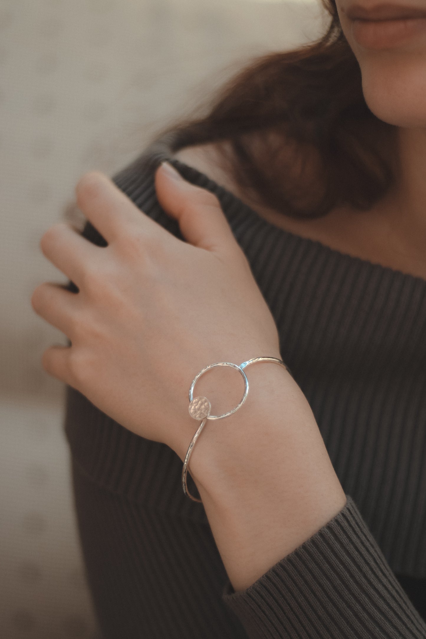 Silver Hammered Bangle