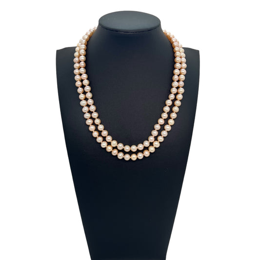 Freshwater Peach Pearl Long Necklace