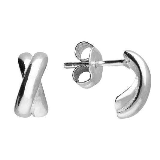 Sterling Silver Cross Over Studs