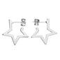 Sterling Silver Star-Shape Hoop Stud with Textured Edge