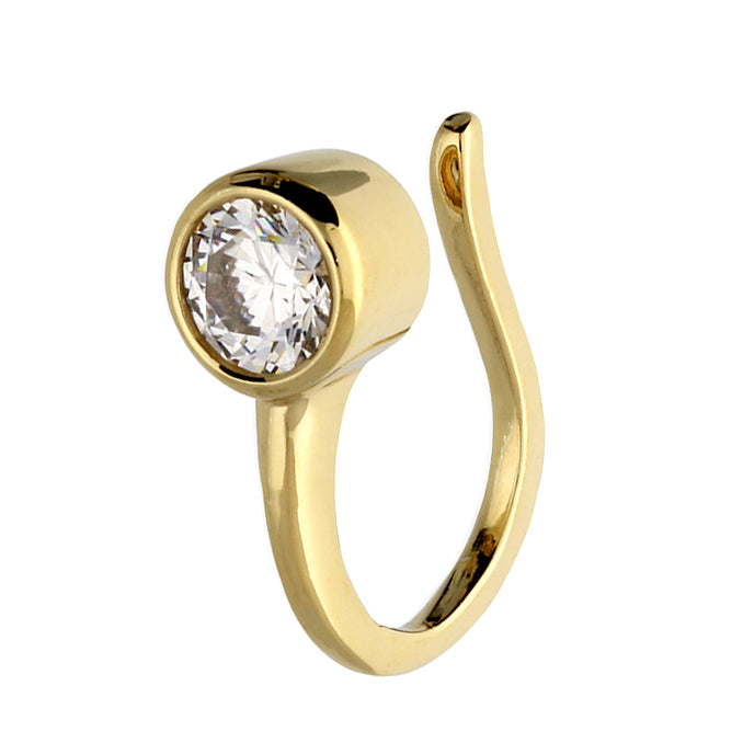 Yellow Gold Plated Rub-Over Cubic Zirconia Single Cuff