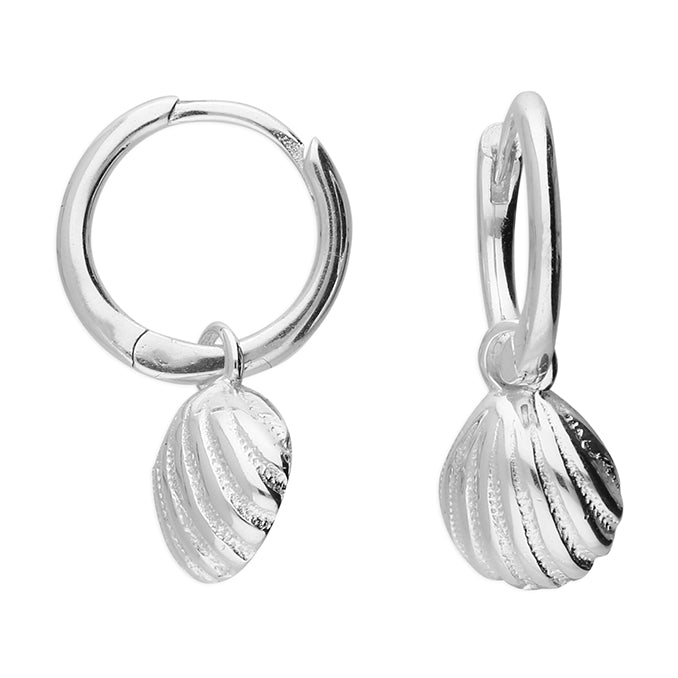 Oyster Charm Huggie Hoop