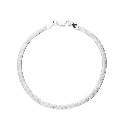 Sterling Silver Frosted Herringbone Bracelet