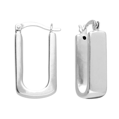 Curved Edge Rectangular Hoop Earring