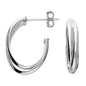 Sterling Silver Oval Cross-Over Hoop Stud Earrings
