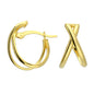 Sterling Silver Gold Plated X-Shaped Hoop Earrings